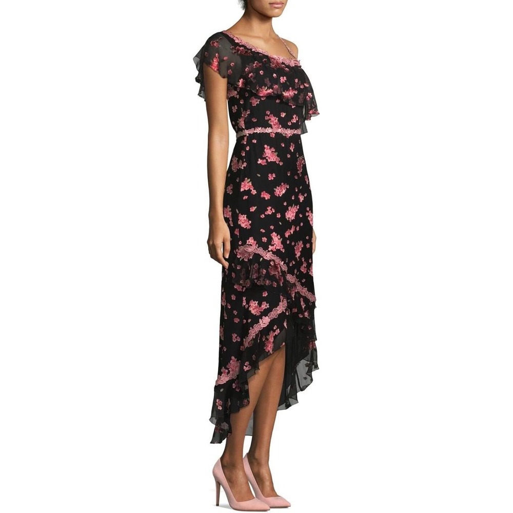 Alice + Olivia Womens Caydon Midi Dress 8 Floral Romantic Whimsigoth Ethereal - Picture 4 of 12